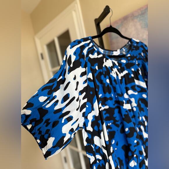 Calvin Klein Abstract Cotton Blouse in Black and Blue Women’s size 2x Plus - Picture 3 of 6